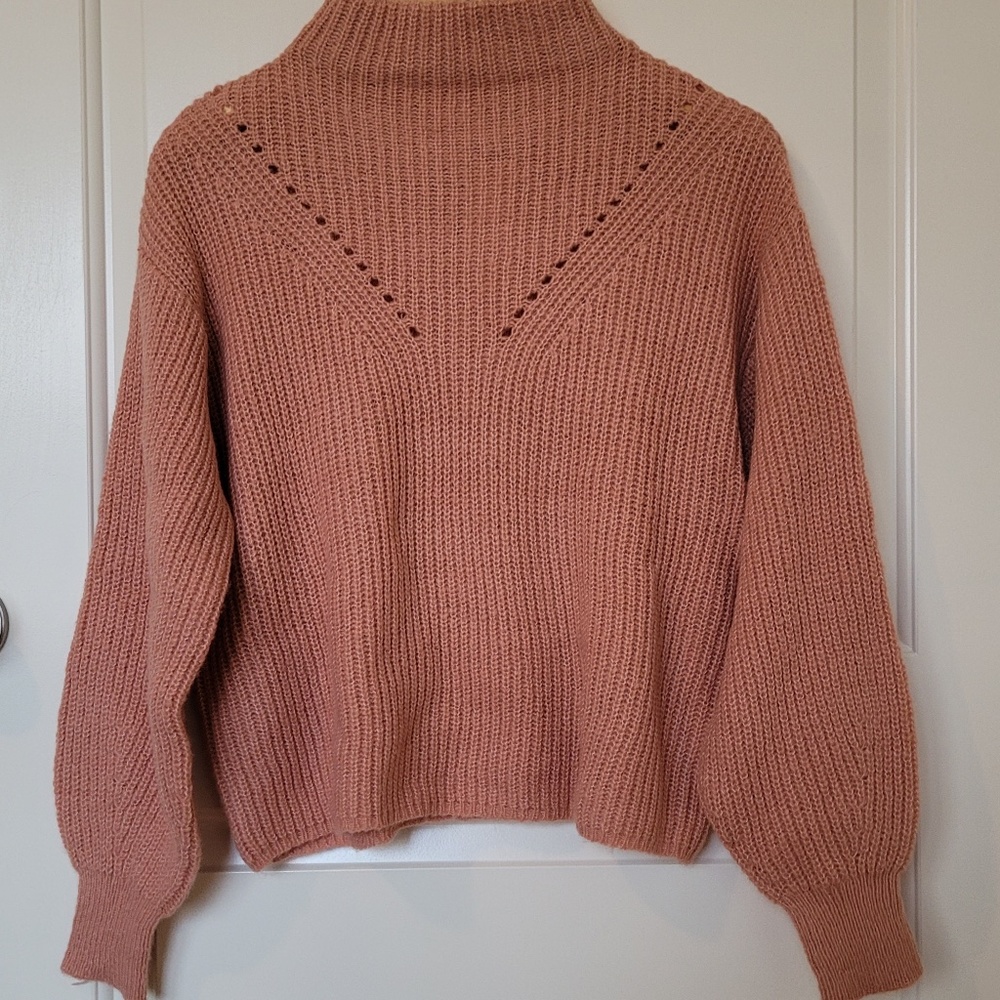 NWT! Francesca's Mi Ami Women's Sweater, Balloon Sleeve, Blush Pink, Size M